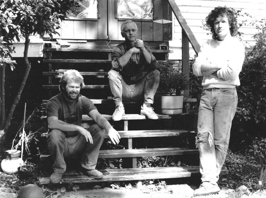 Three of us sitting on the porch of the Sinclair Island house.