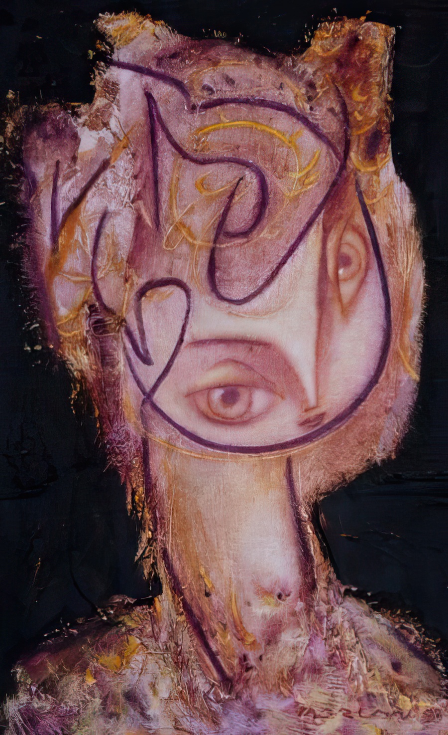 An oil on canvas on panel, portrait.