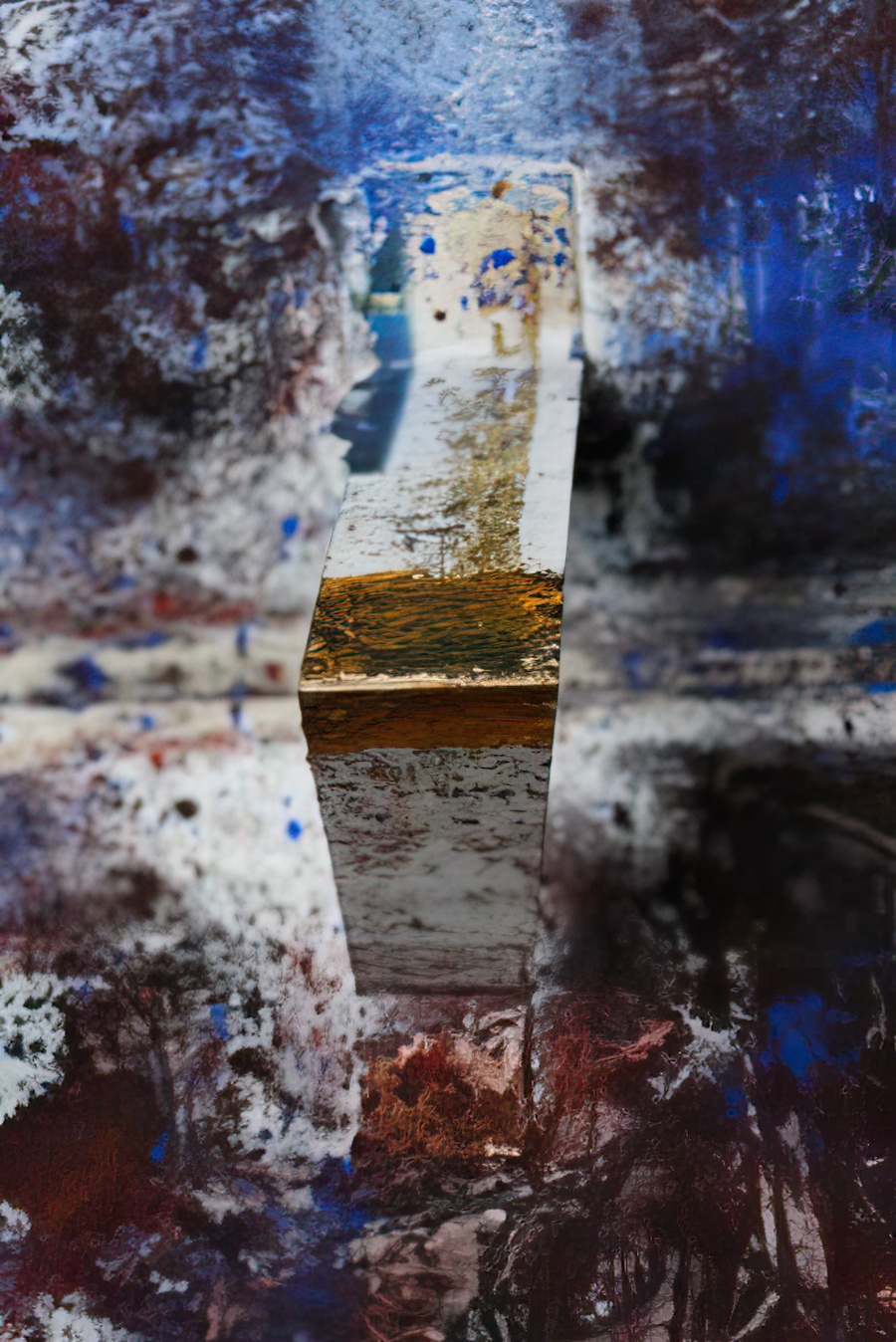 A pop-up book with raw pigments, gold leaf, paint and glue.