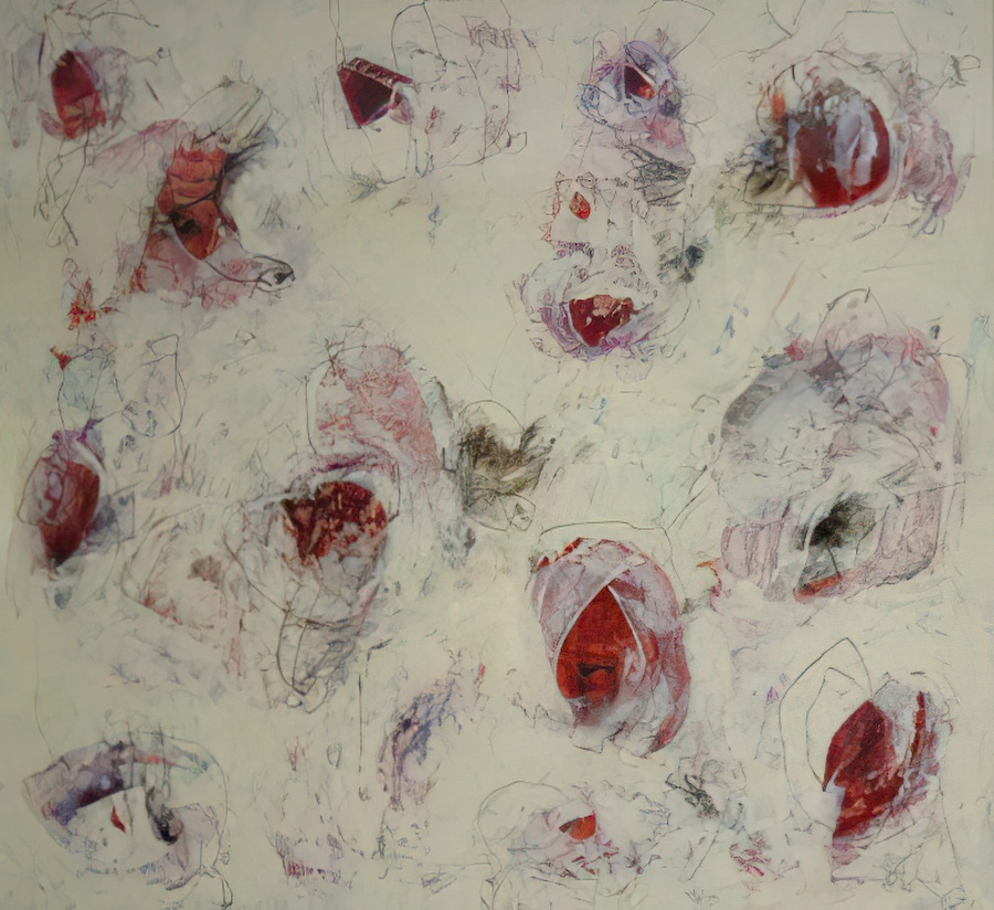 A mixed media painting.