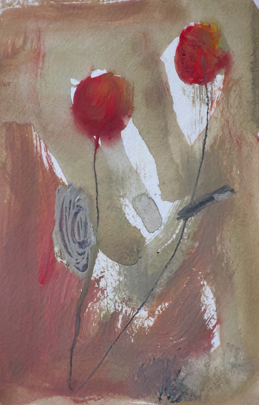 A painting of flowers.