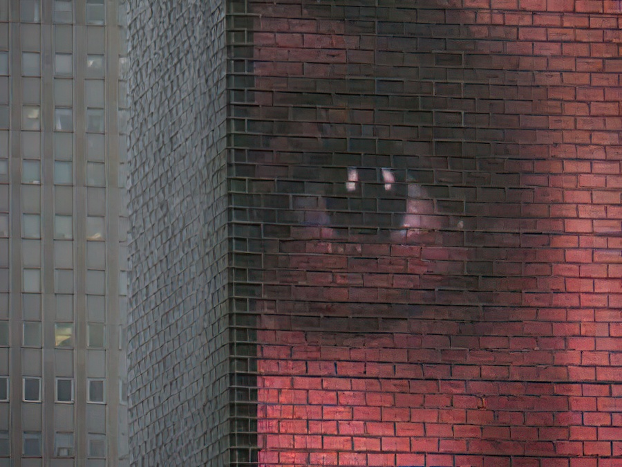 A close-up of an eye on Crown Fountain.