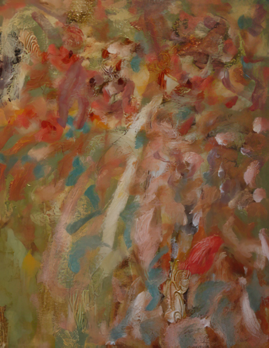 An oil over acrylic painting.