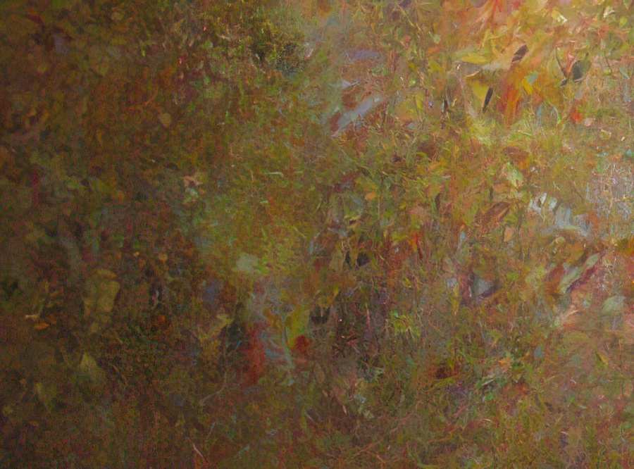 An oil over acrylic painting.