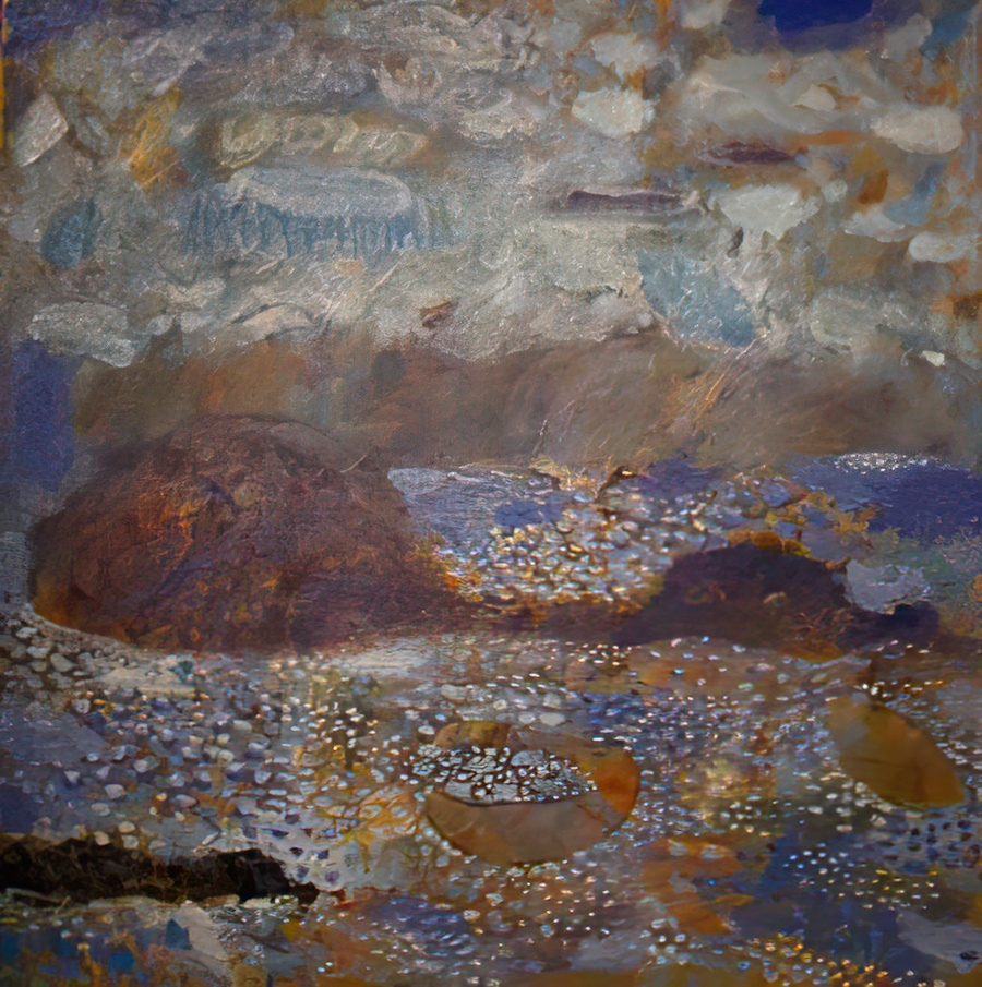 An oil painting of the San Juan Islands.