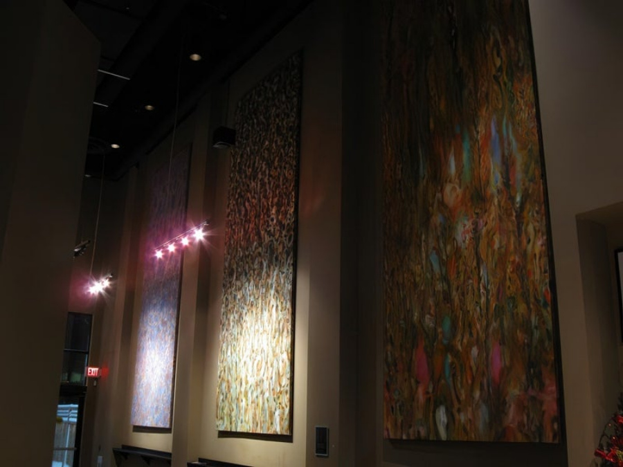 Three very large vertical paintings